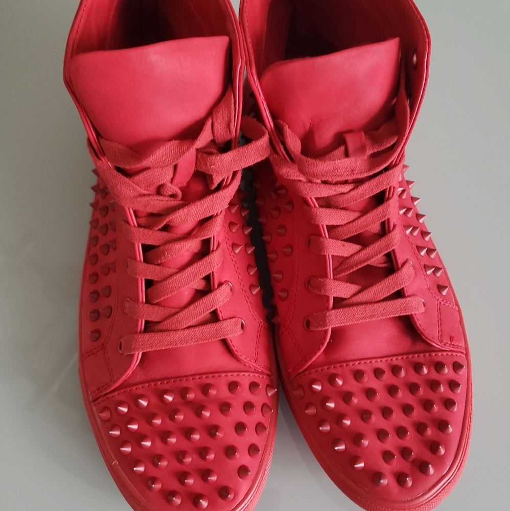 Steve Madden red spiked shoes